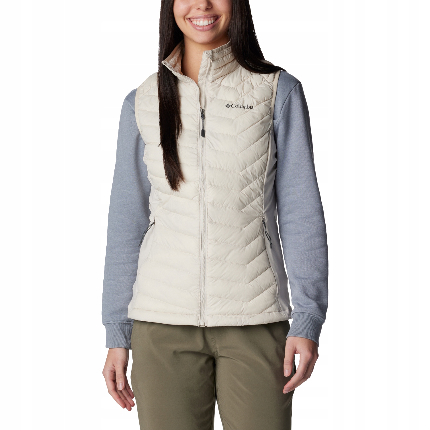 Columbia Powder Pass Vest [M] Dámská nylonová vesta bez rukávů, béžová