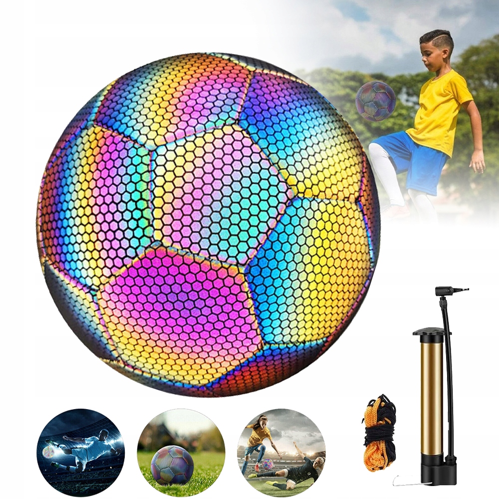 ODBLASKOWA PIŁKA NOŻNA ŚWIECĄCA W CIEMNOŚCI ROZMIAR 5, DO NOCNEGO TRENINGU