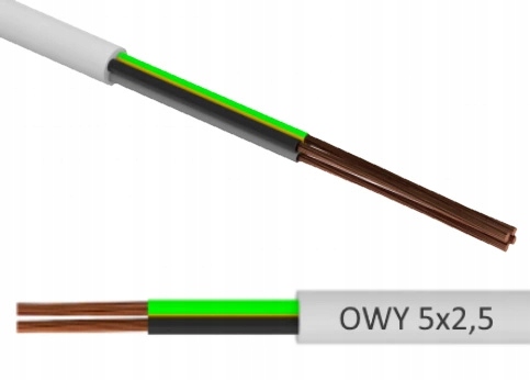 

Przewód Kabel Owy 5x2,5 linka elastyczna Biała