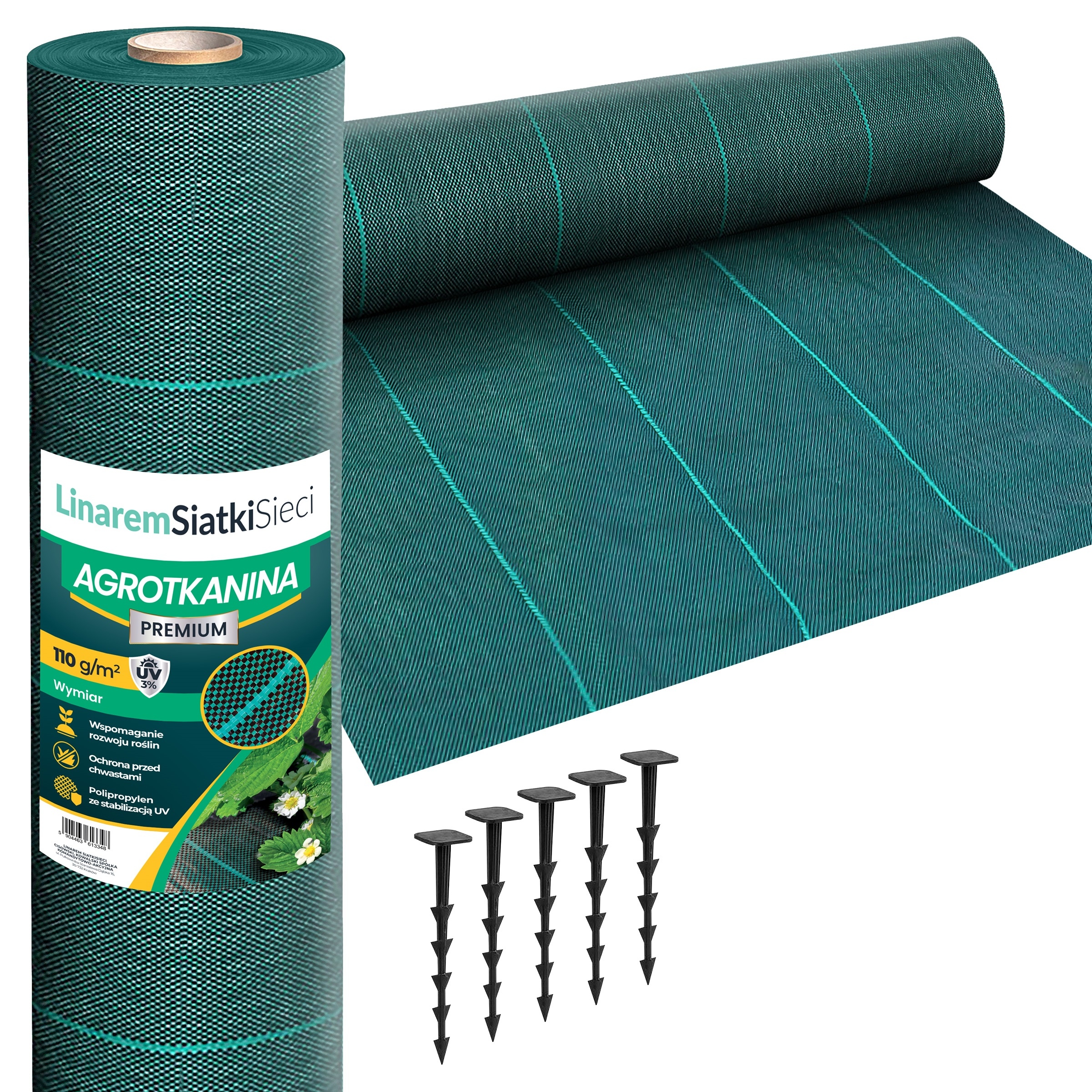 Agrotkanina 110G 3,2x50m Premium Uv 3% Agrowłóknina Zielona Mata Kołki