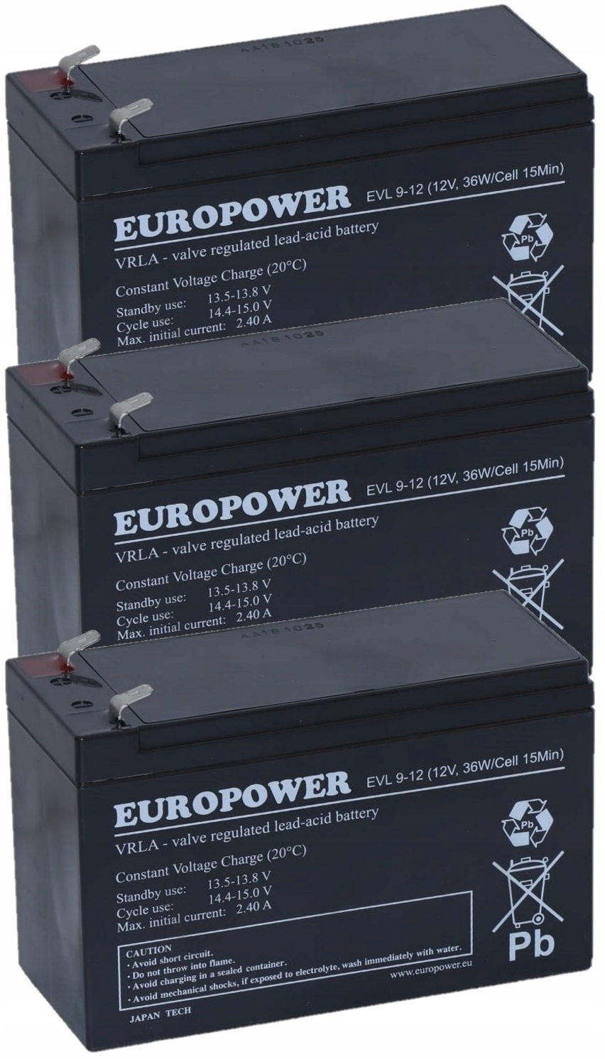 TBC3 BATERIE ZESTAW AKUMULATORÓW DO UPS APC EATON POWERWALKER 3x EVL 9-12