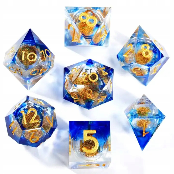 KOSTKI RPG WYBRZEŻE MIECZY ZESTAW 7 PŁYNNYCH KOSTEK KOŚCI