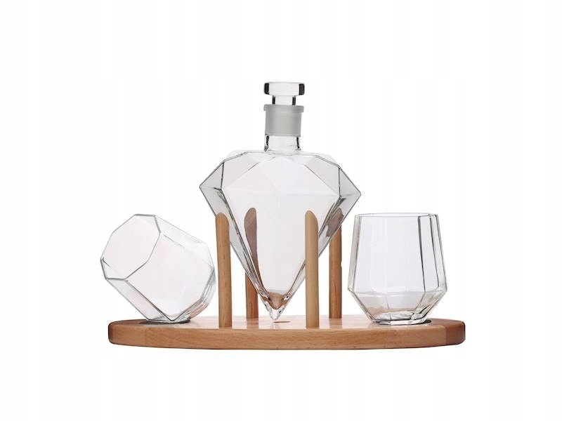 Sada Skleněná karafa diamant na stojanu se skleničkami 2 ks krásný dárek
