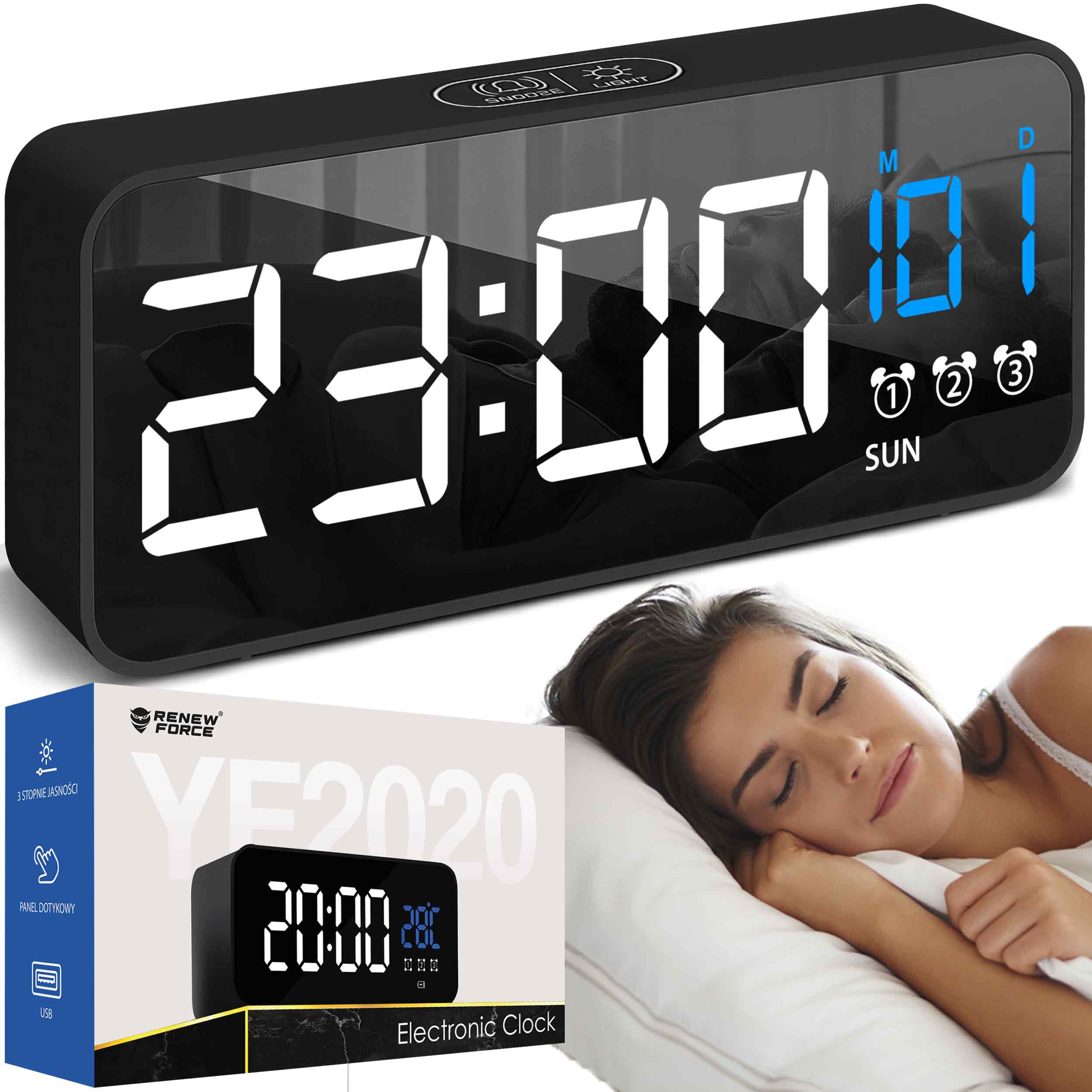 ZEGAR ELEKTRONICZNY BUDZIK LED NOWOCZESNY DESIGN WYSOKA FUNKCJONALNOŚĆ