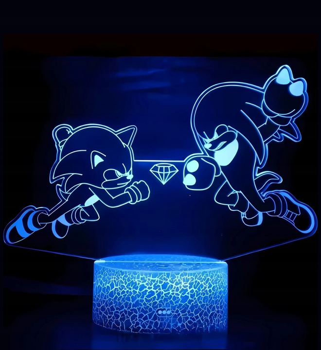 Lampka nocna 3D LED Sonic z 4 hologramami i pilotem RegMag – Lampka 3D LED Sonic – cztery wzory w jednym zestawie