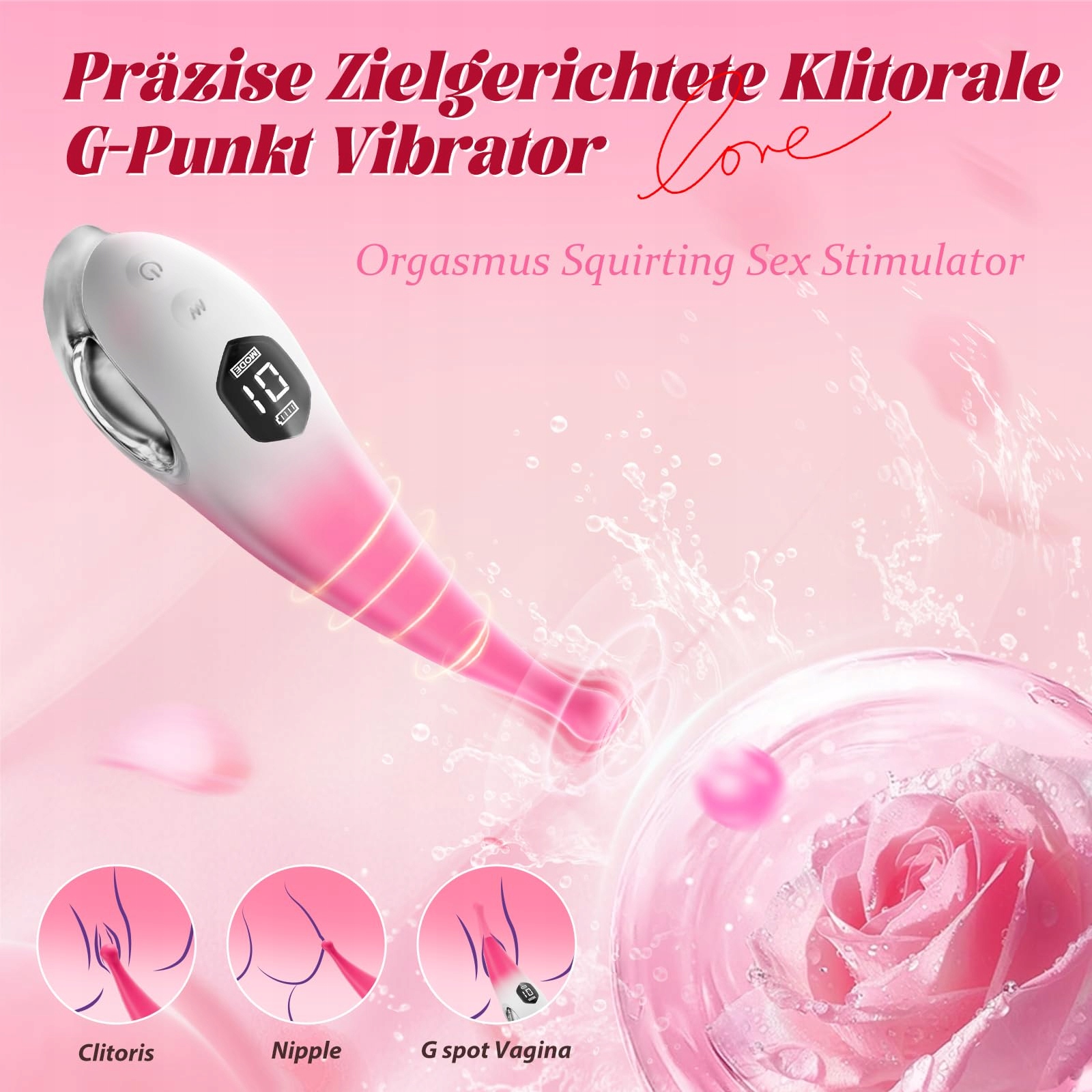 RINOFANS Wibrator Dla Kobiet Klitoris G Punkt 10 Trybów Cichy Stymulator — miniatura 2