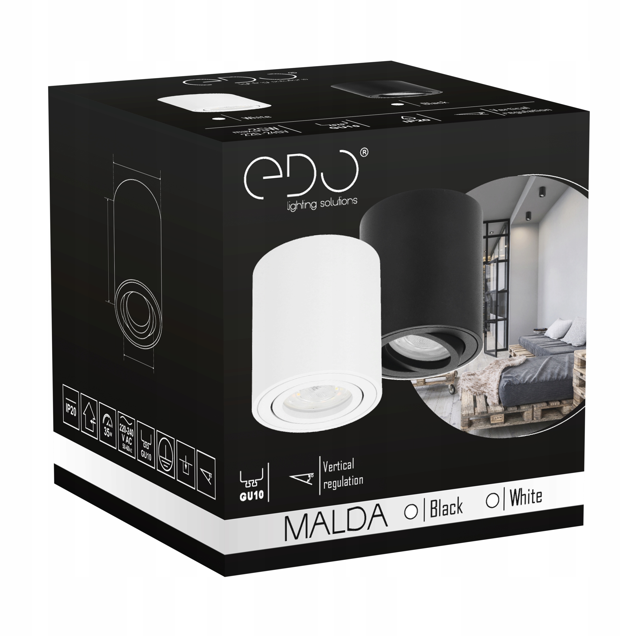 OPRAWA NATYNKOWA MAT WALEC TUBA LED RUCHOMA GU10 BIAŁA EDO Zasilanie sieciowe