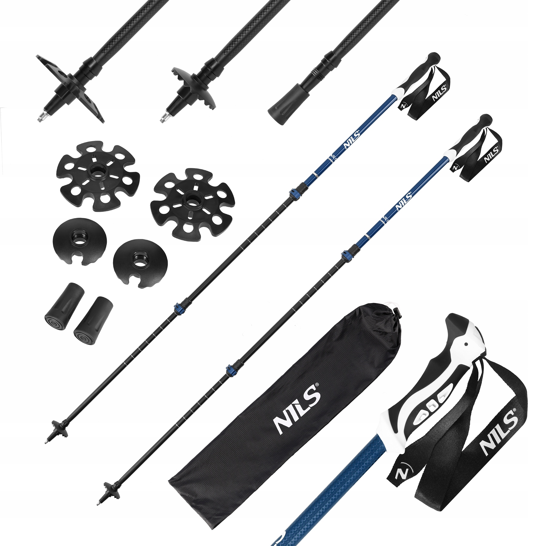Kije Trekkingowe Nils TK8601 Blue Nowoczesny Uchwyt Aluminium 6061 Solidne