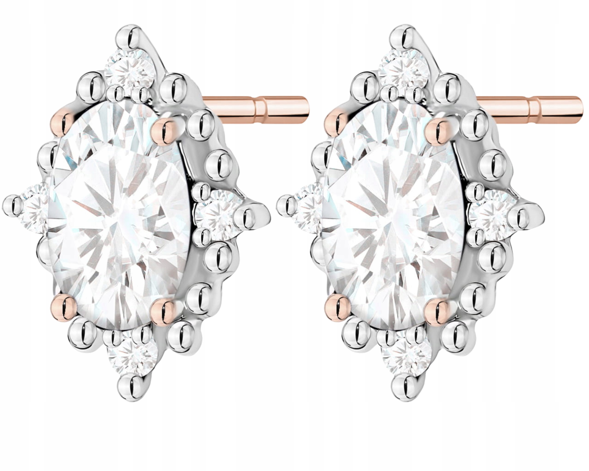 Růžové zlato Náušnice s laboratorními diamanty na tyči