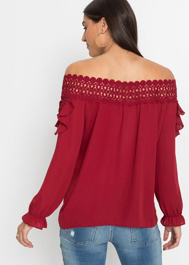 BLUZKA Z DEKOLTEM CARMEN I KORONKĄ BONPRIX 38 Marka Bonprix