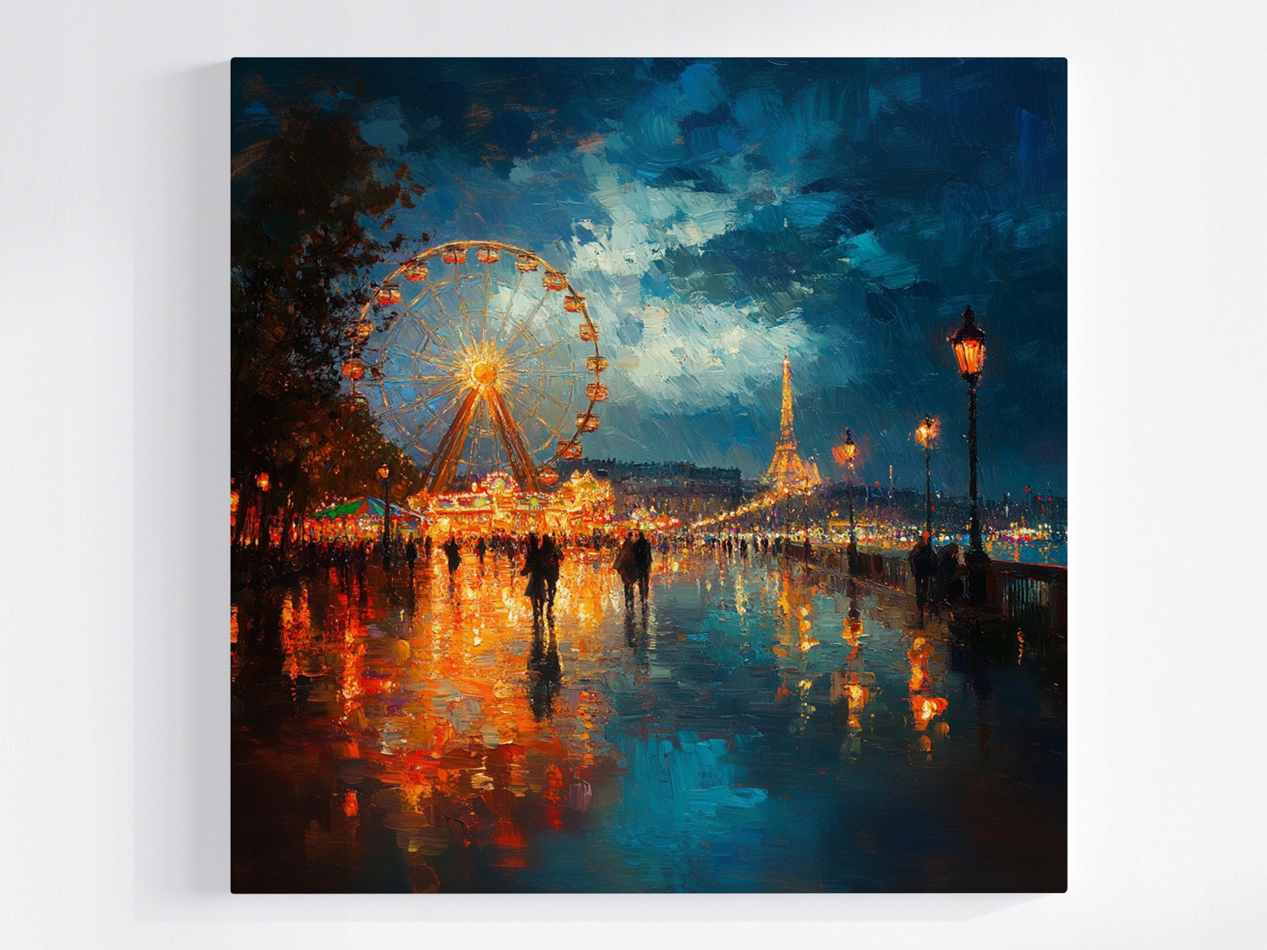 Obraz Na Plátně Canvas Město Paříž Noc Lunapark Ďábelský Mlýn 80x80
