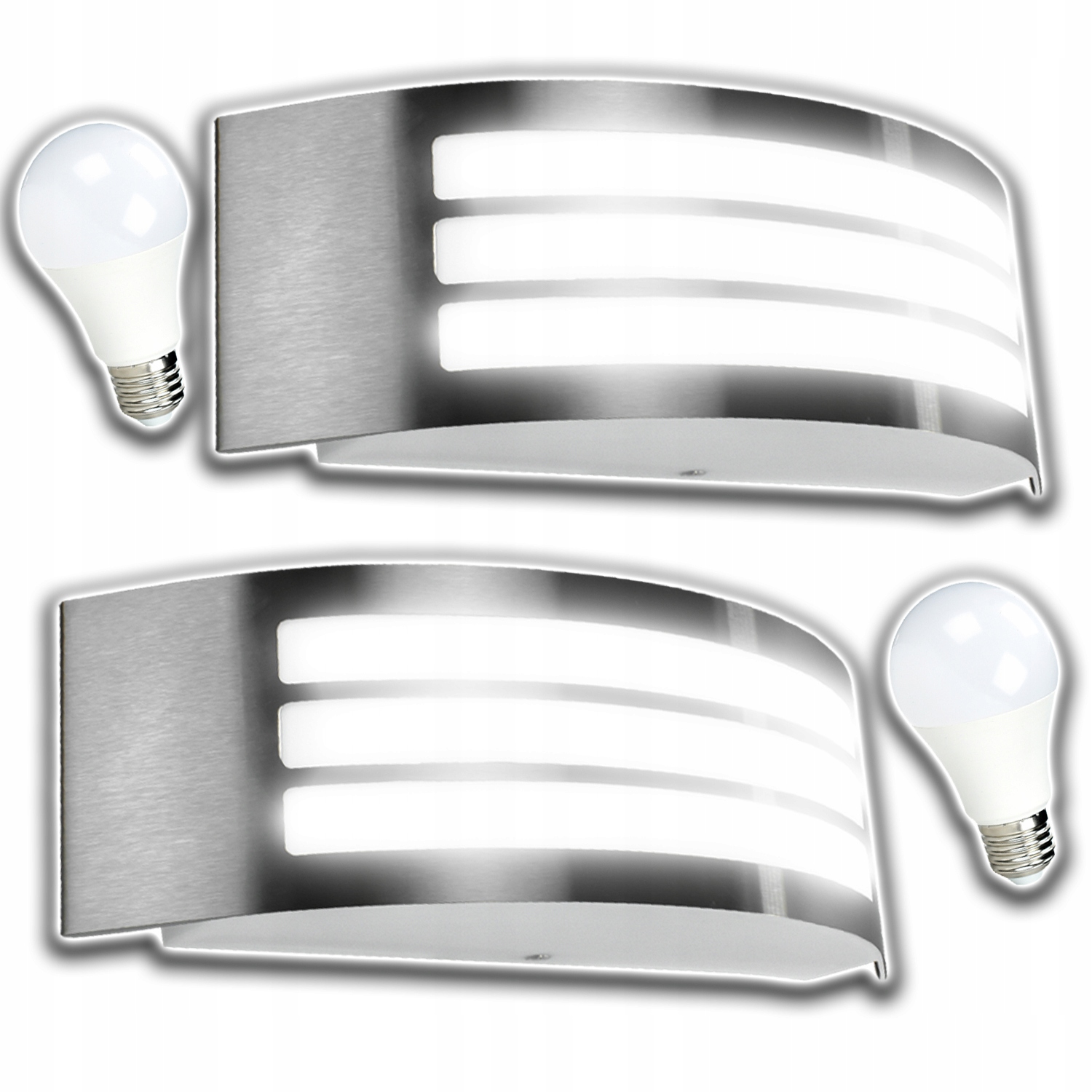 2X Fasádní Nástěnná Lampa Led E27 Voděodolná Fasáda S Žárovkou