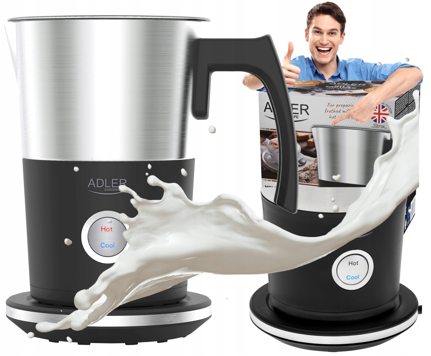 Spieniacz Do Mleka Podgrzewacz AD4497 2w1 1000W Elektryczny Podgrzewanie