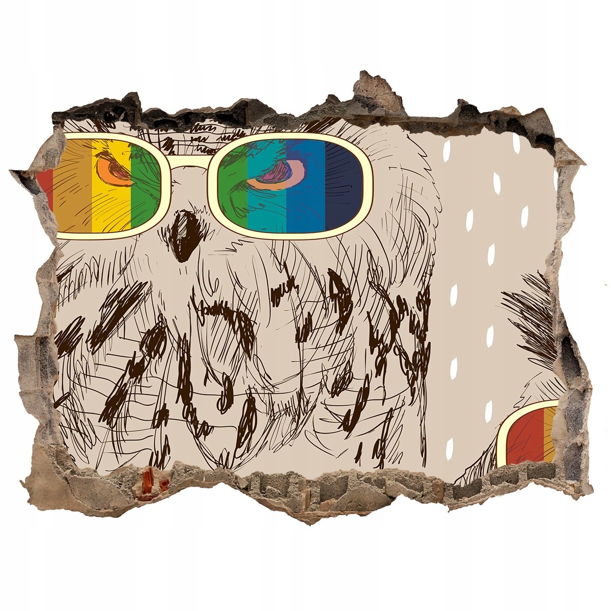 

Dziura 3d fototapeta Naklejka Sowy w okularach