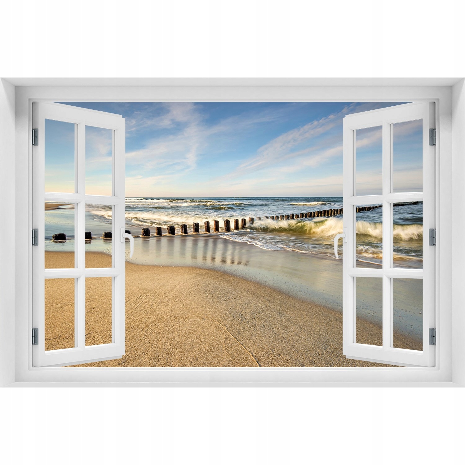 

Naklejka fototapeta Okno Plaża Bałtyk 150x100