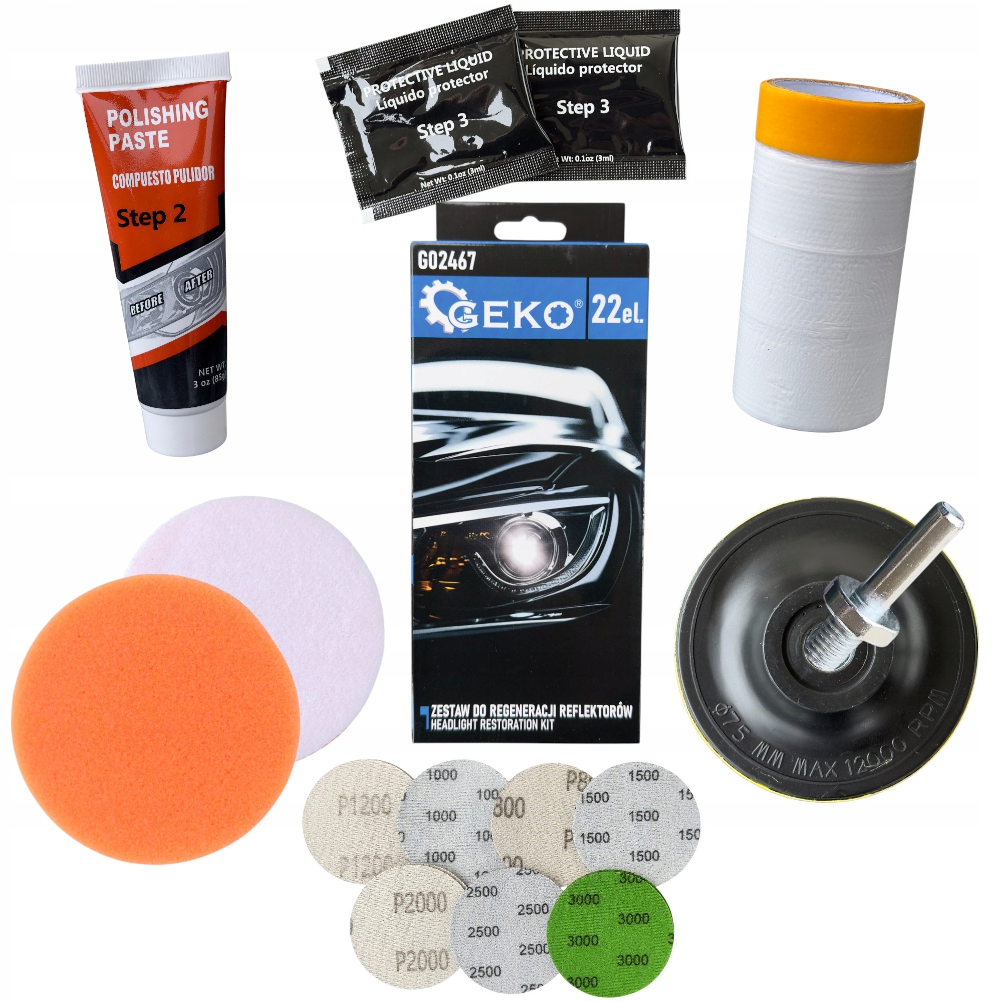 Zestaw Do Regeneracji Reflektorów Na Wiertarkę Renowacja Lamp Plastikowych