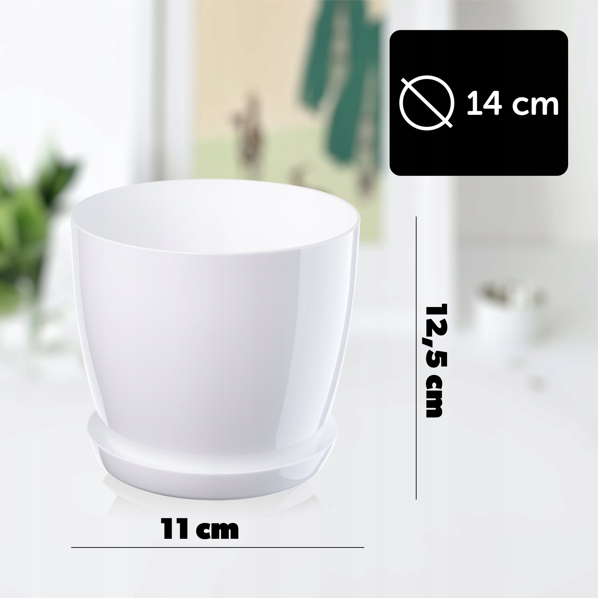 DONICZKA Z PODSTAWKĄ PLASTIKOWA OSŁONKA DONICA 14cm BIAŁA NA KWIATY KADAX Marka Kadax