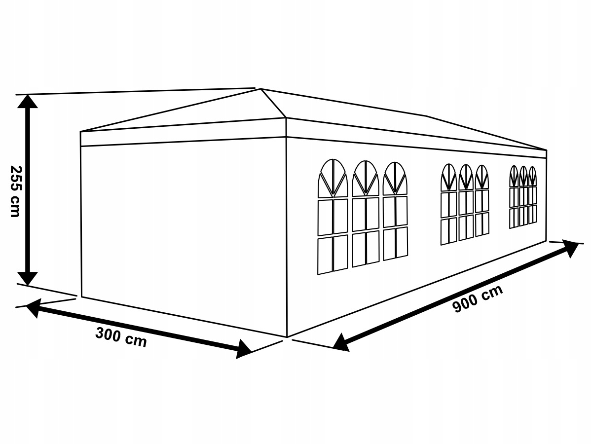 PAWILON NAMIOT OGRODOWY CATERINGOWY 9x3M + 8 ŚCIANEK BIAŁY Wysokość 2.5 m