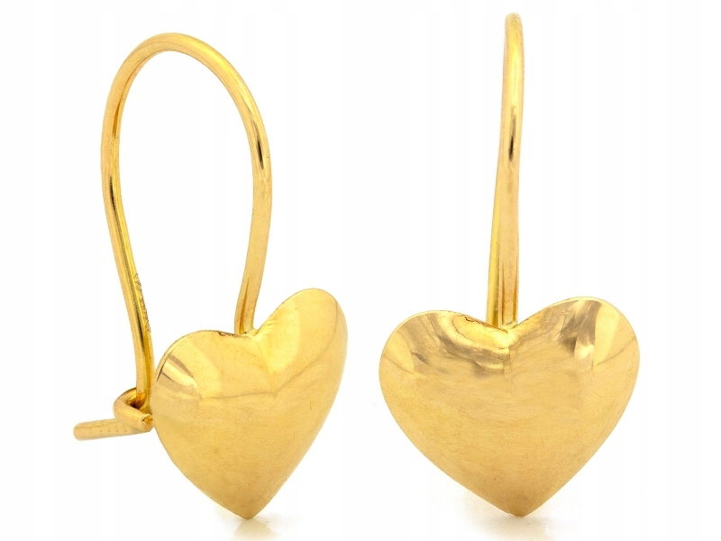 Zlaté Náušnice na háčku se srdíčkem pro dívku ryzost 585