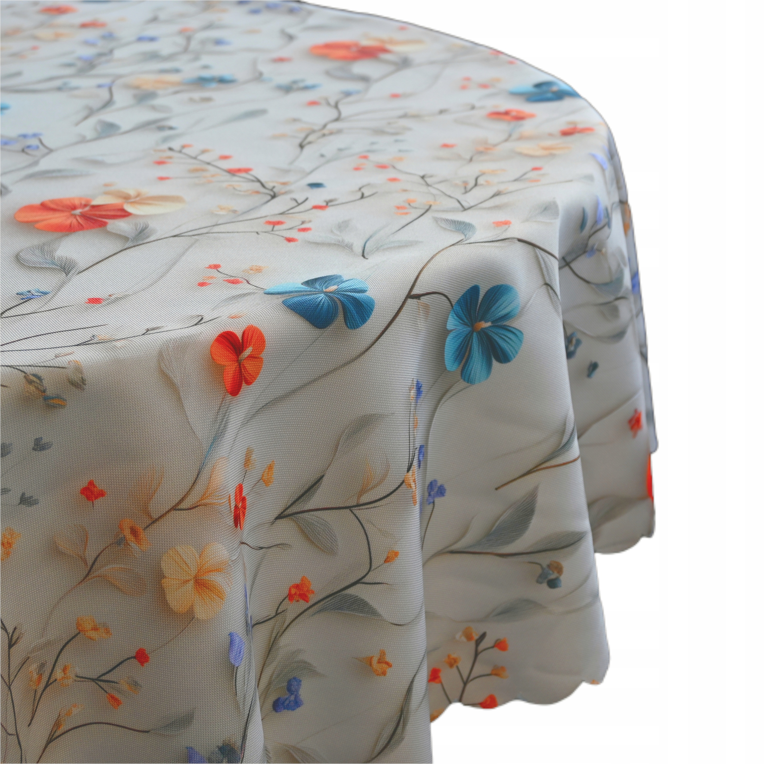 Obrus owalny plamoodporny 140x240 kwiaty na stół do salonu kuchni