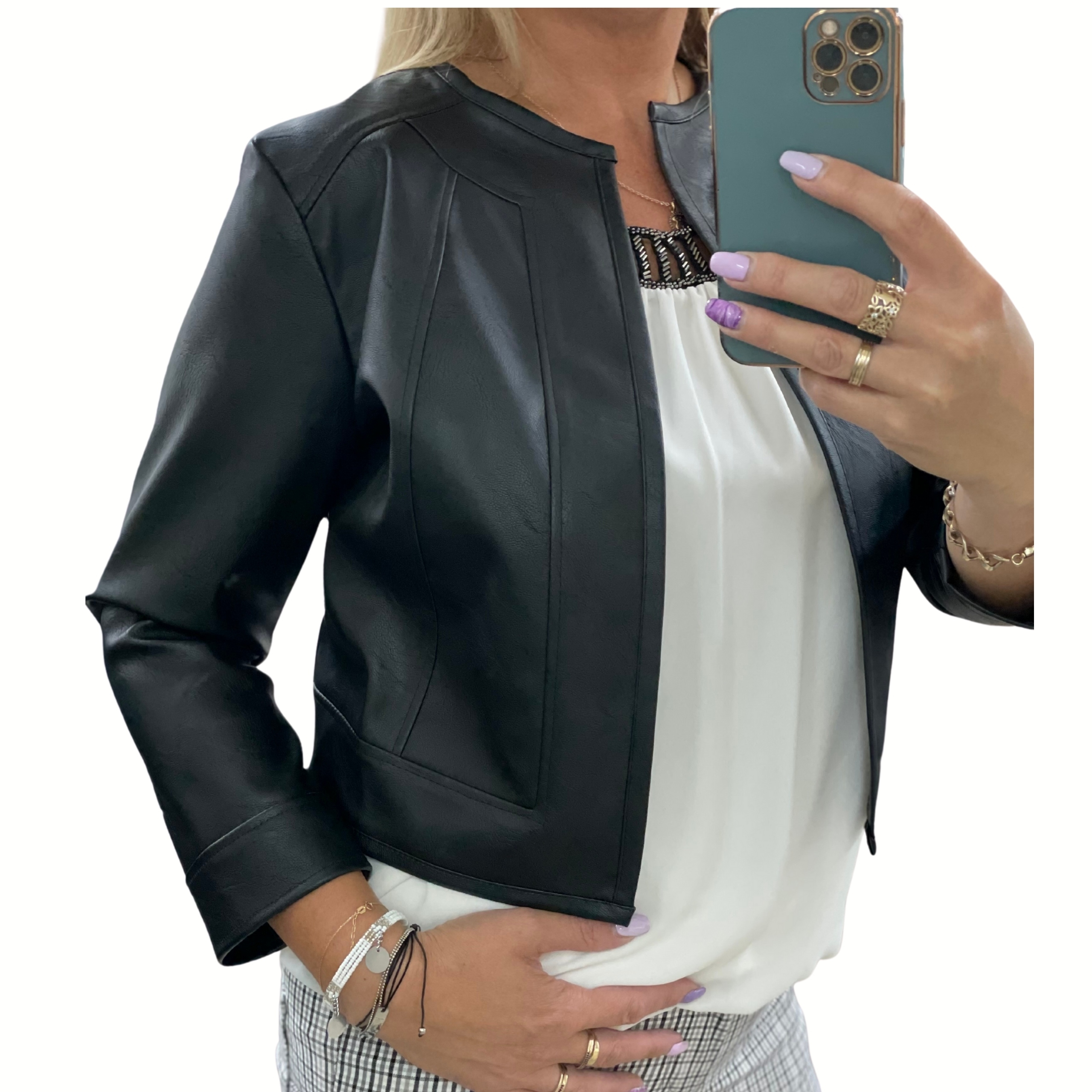 

A3 Bolerko Żakiet Ramoneska Total Look Czarna R.40