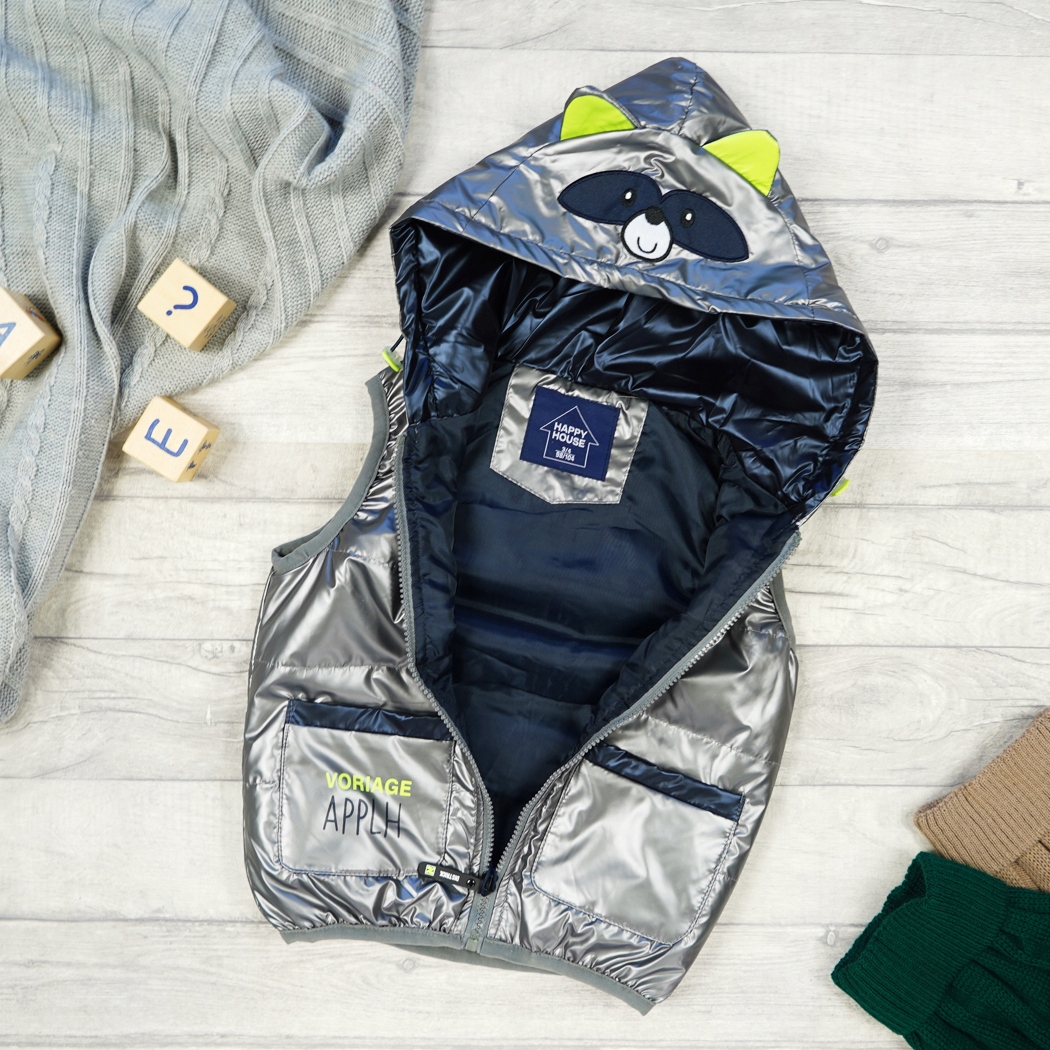 Szara KAMIZELKA bezrękawnik SZOP r.122/128 Płeć chłopcy