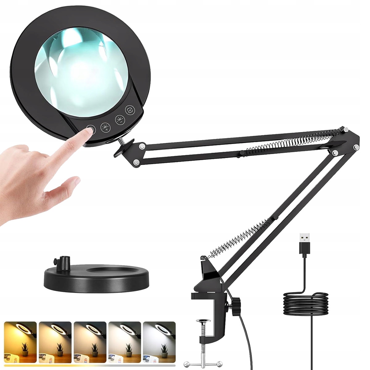 LAMPA SERWISOWA LAMPKA LED LUPA SZKŁO POWIĘKSZAJĄCE KOSMETYCZNA BIURKOWA
