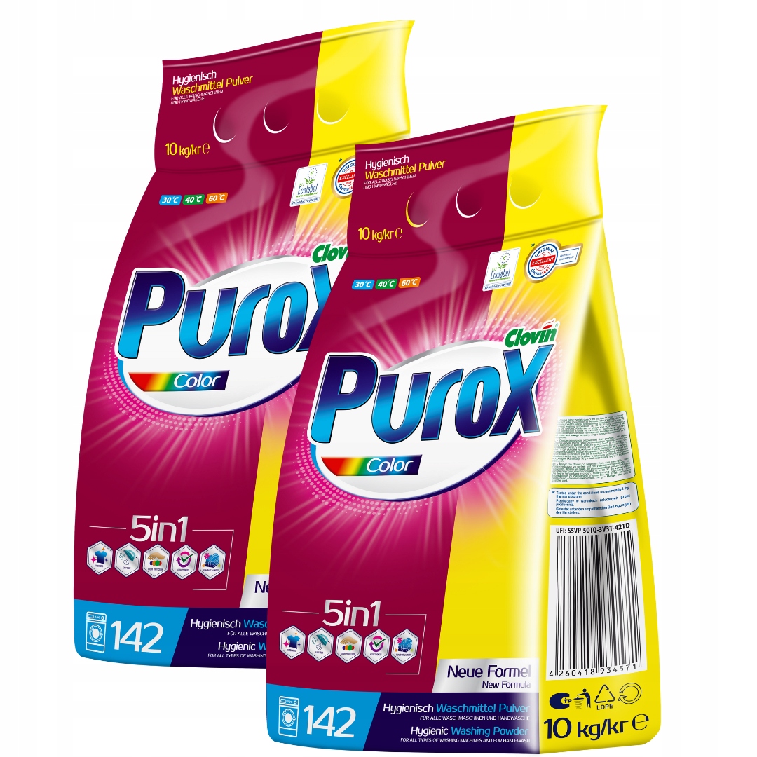 Purox! Niemiecki Proszek Do Prania 2x10KG Kolor