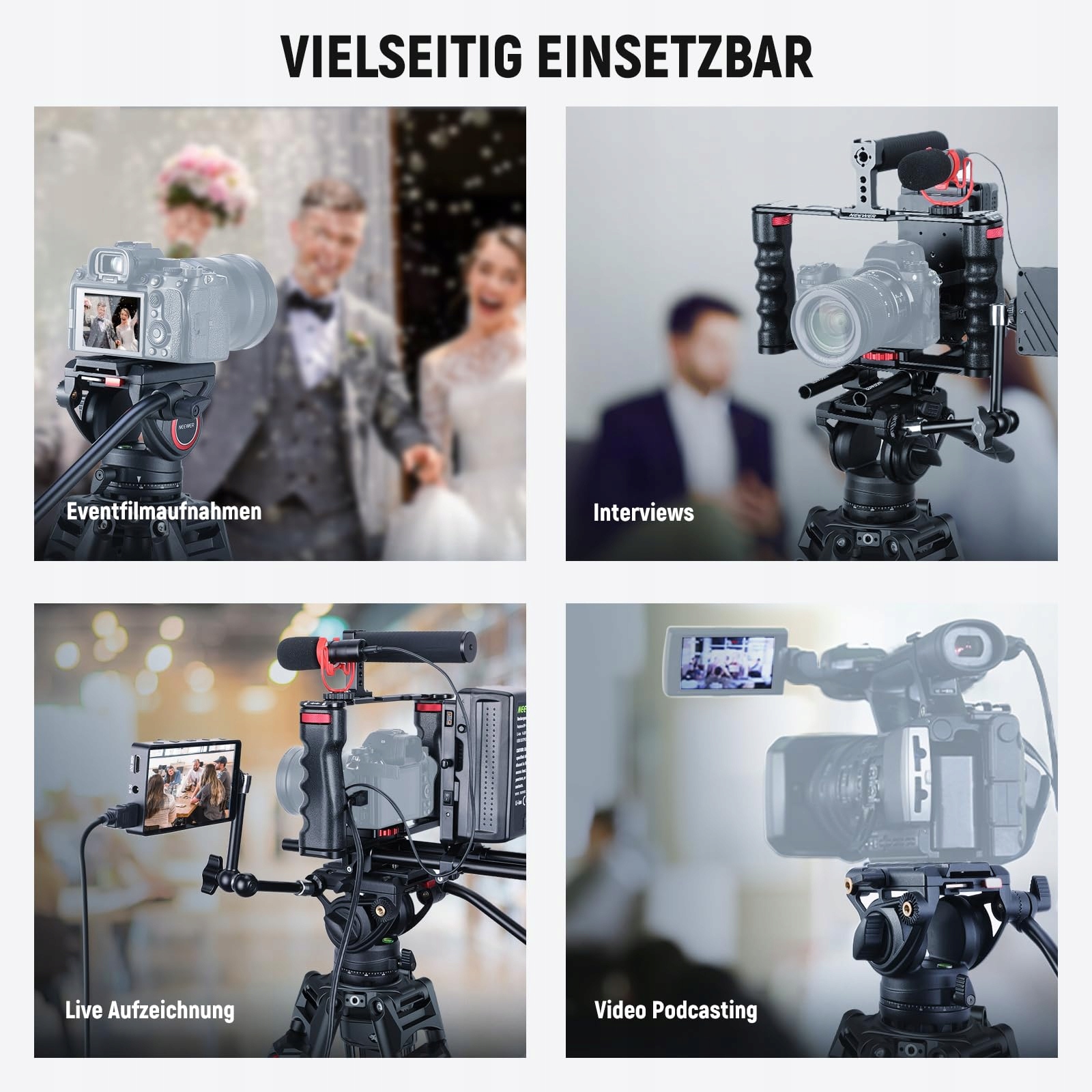 NEEWER Statyw Video Kamera 76" Aluminiowy z Głowicą Fluidową DSLR Camcorder — miniatura 8