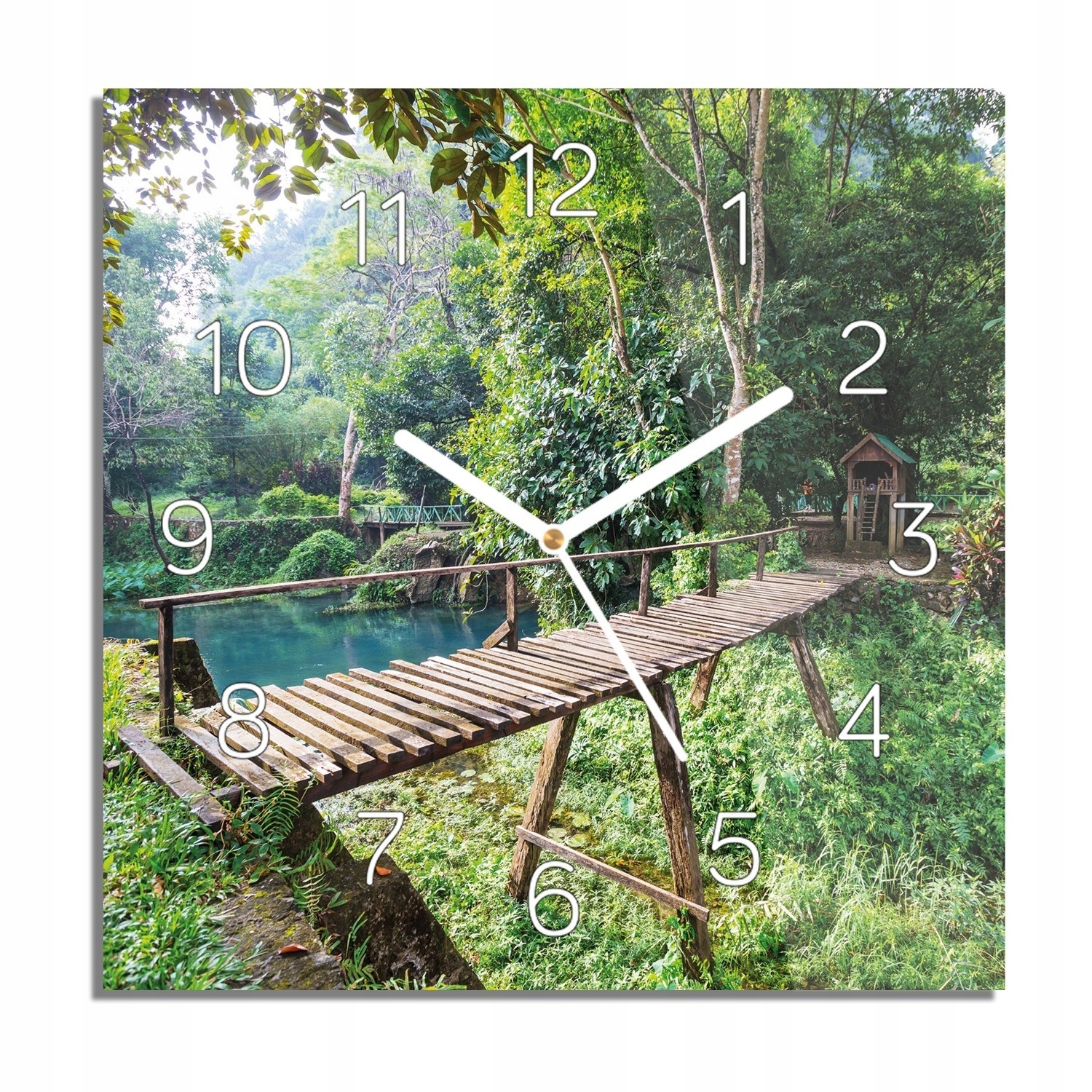 

Most las jezioro zegar szklany kwadratowy 30x30