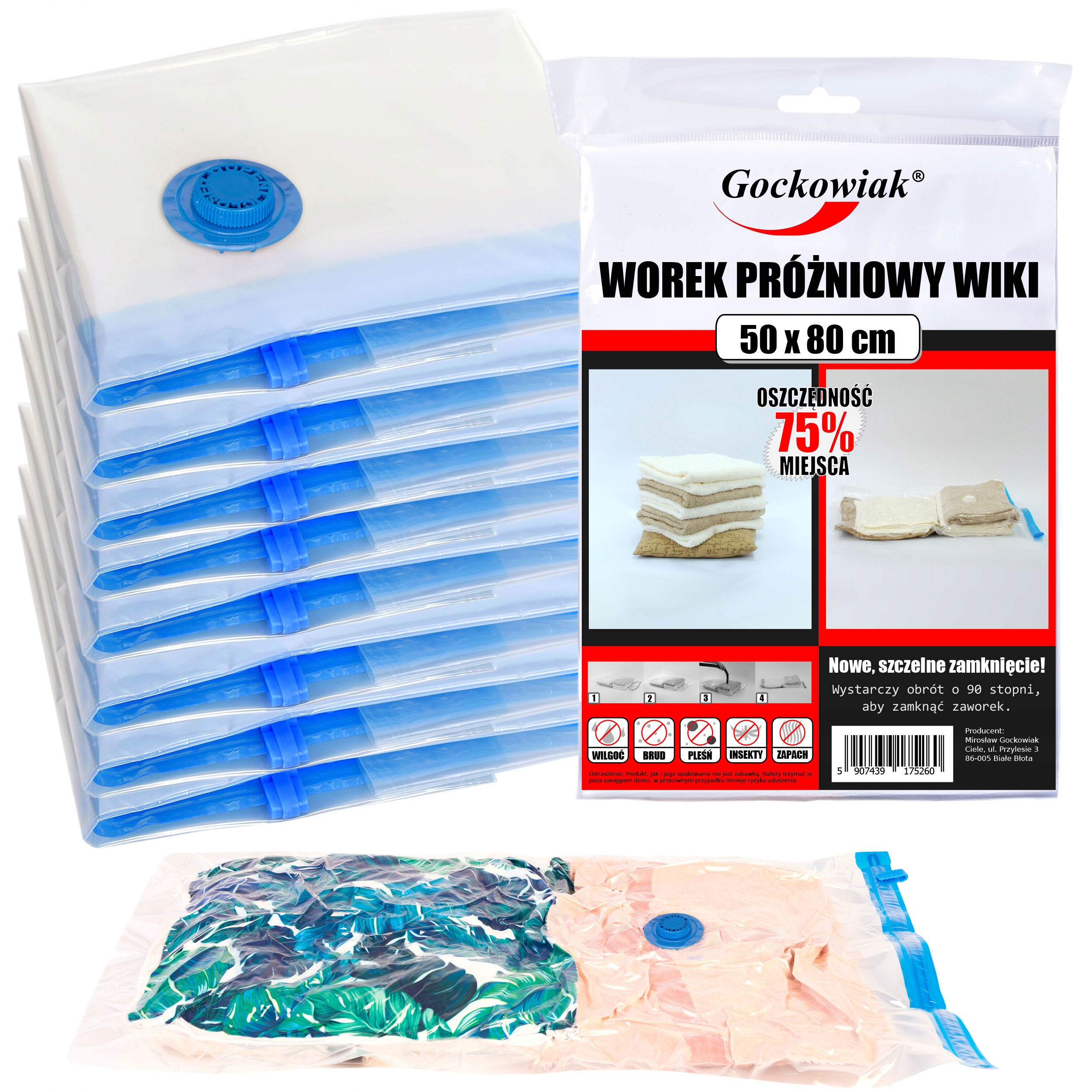 Levně Vakuový Pytel Na Oblečení Povlečení Hermetický Organizér 50X80 CM Velký