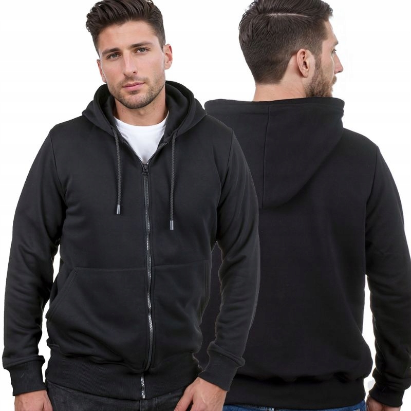 Černá rozepínací pánská mikina s kapucí Lamon Premium Polská Značka M