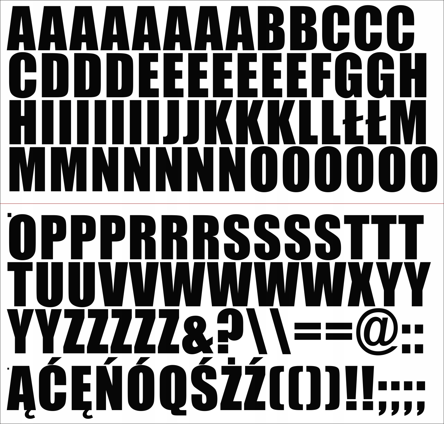 

Litery Samoprzylepne naklejki arkusz 3 cm