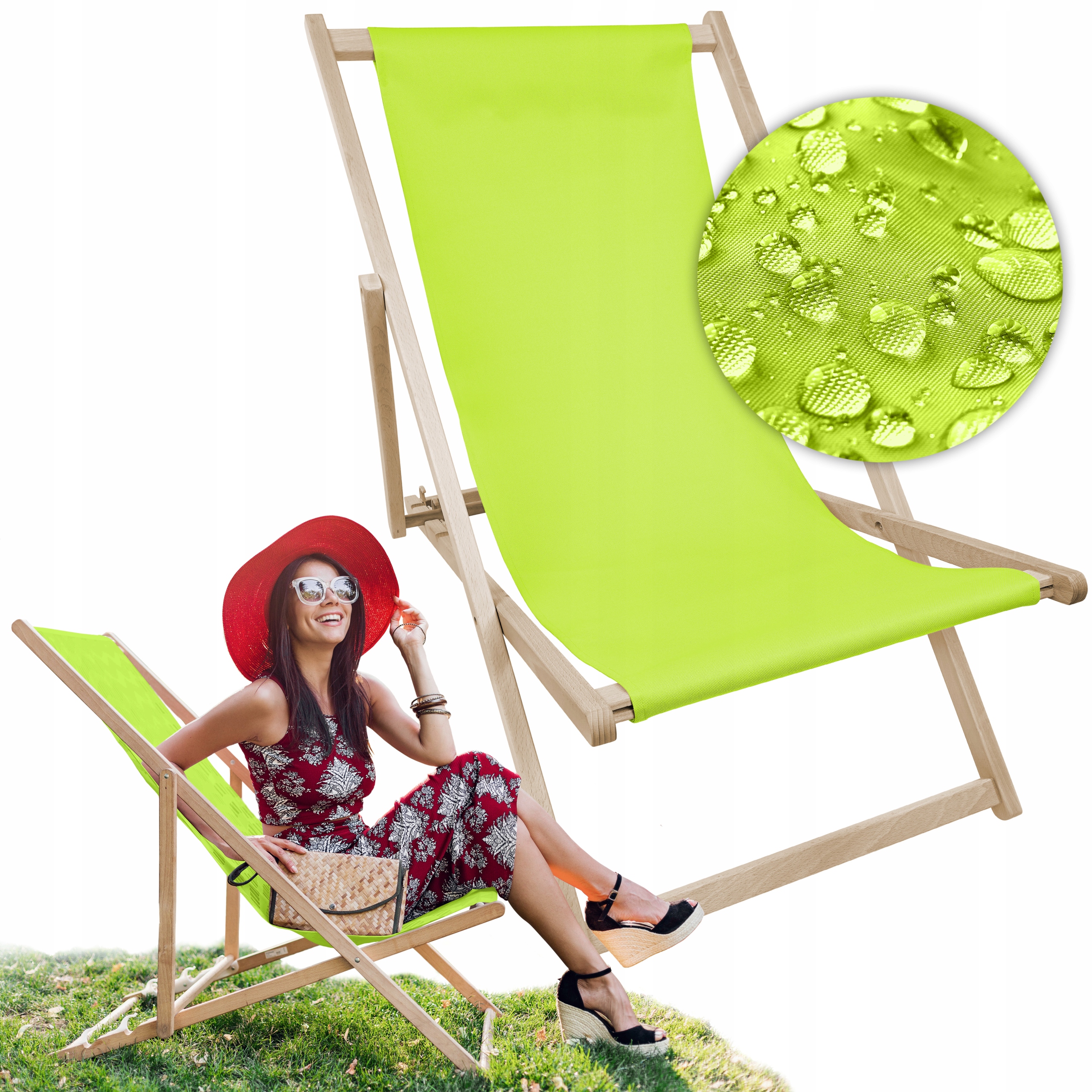 

Leżak Drewniany Leżaki Plażowe drewniane Limonkowy