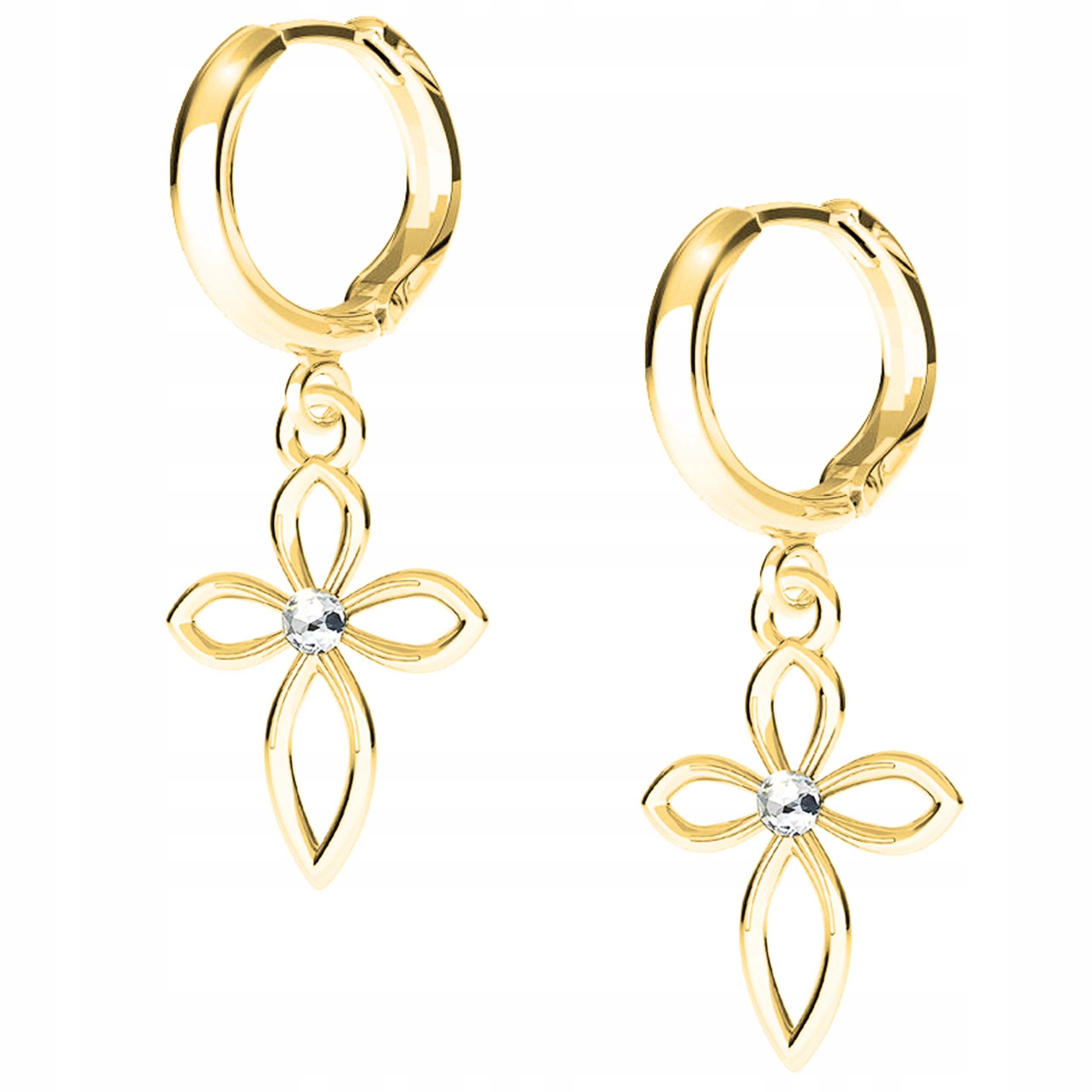 Náušnice zlaté Kříž 925