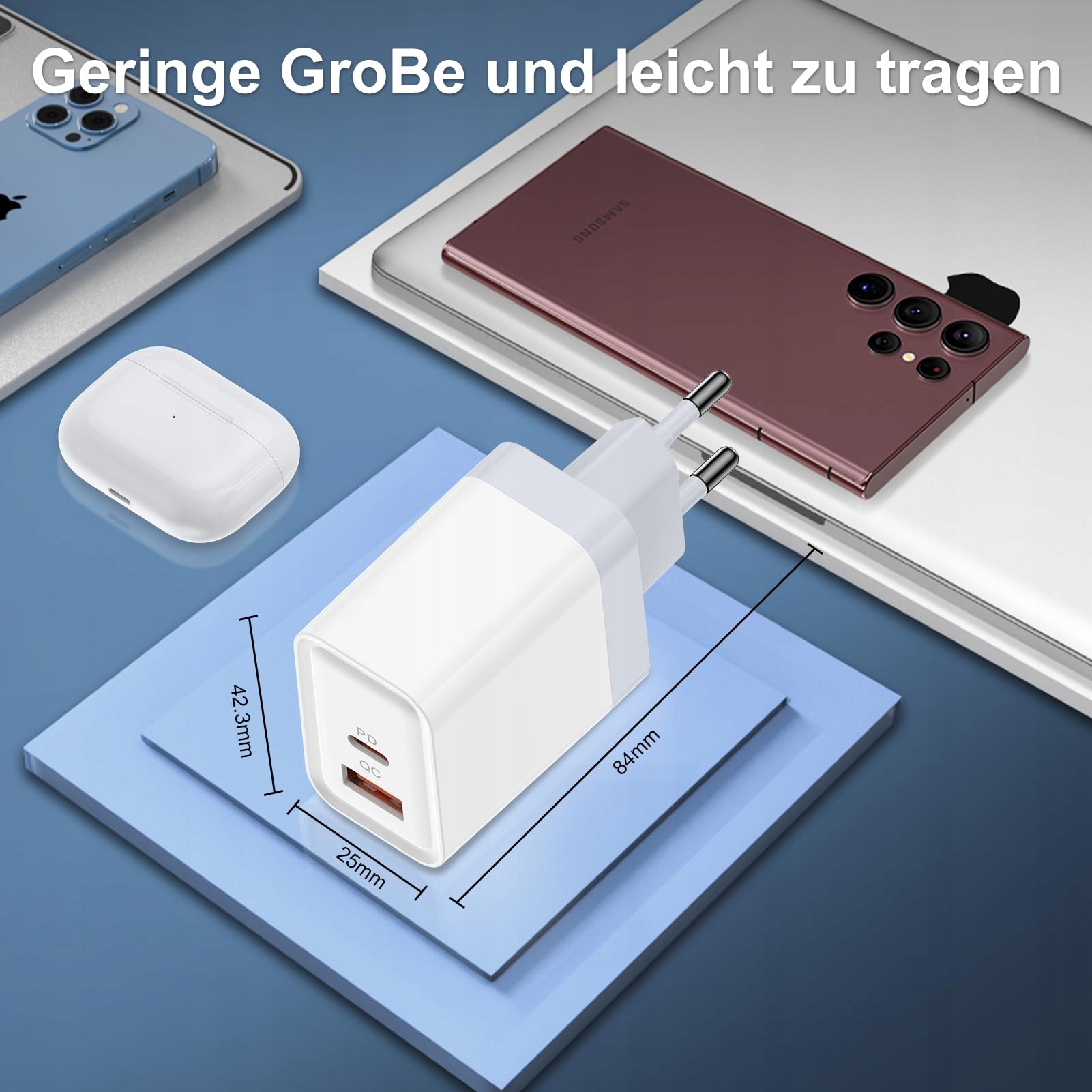 FoBrown Ładowarka USB C 20W 2 Porty QC30 Szybkie Ładowanie Samsung iPhone — miniatura 6