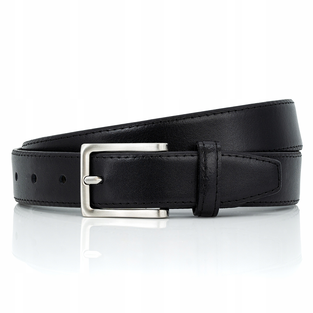 Lindenmann Velké Rozměry Kožený Opasek Černý vel. 120 šířka 3,0 cm 117-127 cm