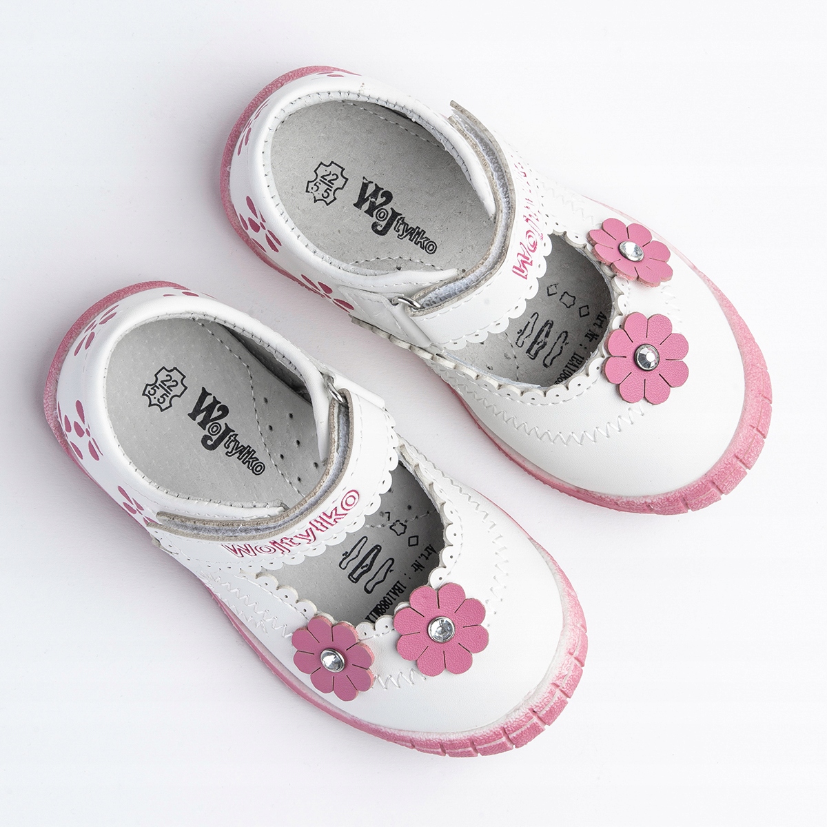 Półbuty baleriny wkł.SKÓRA na rzep lekkie Wojtyłko Materiał skóra ekologiczna