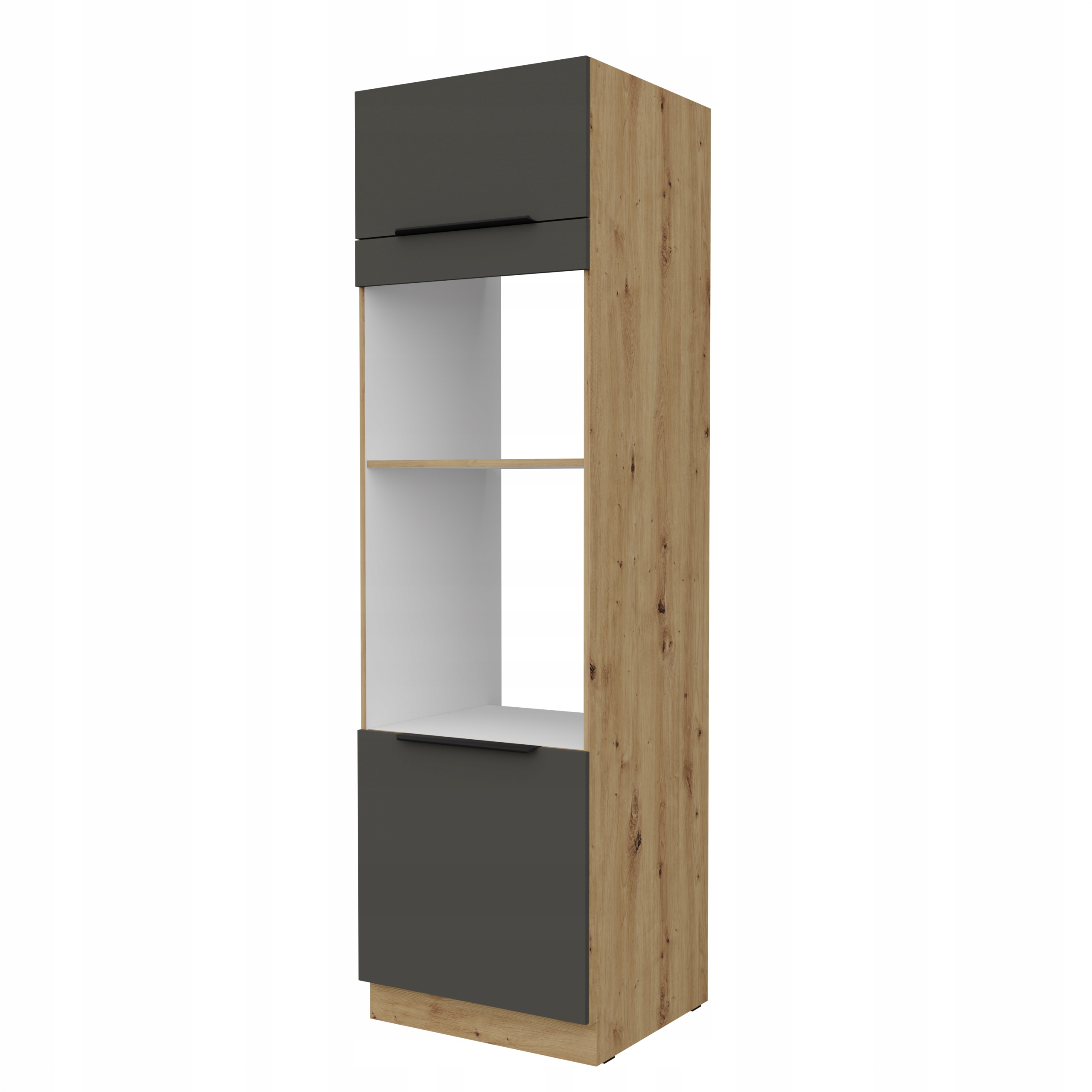 Kuchyňská skříňka komínová 60 cm, pro vestavnou mikrovlnnou troubu Grafit matná