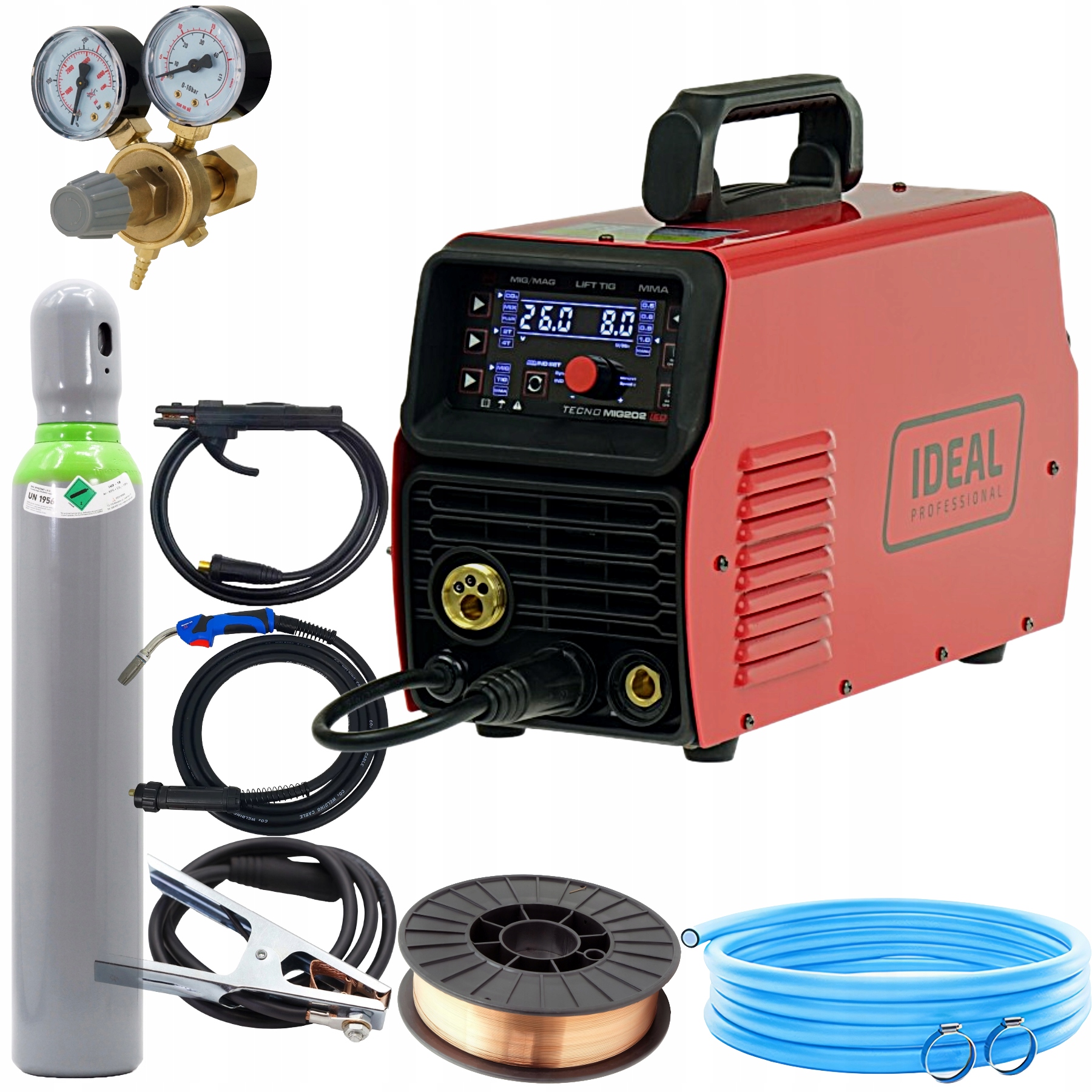 Półautomat spawalniczy Tecno Mig 202 Led Synergic Ideal gotowy komplet