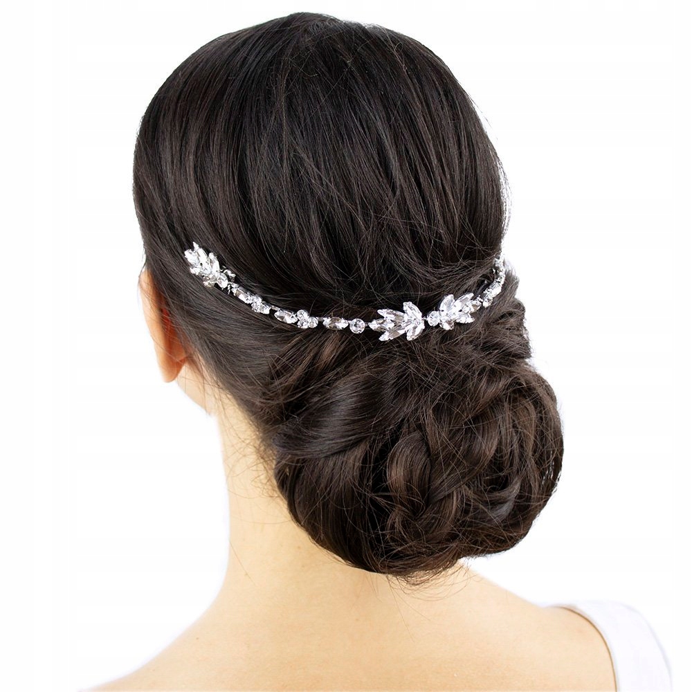 OZDOBA DO WŁOSÓW - kolor srebrny - ŚLUBNA grzebyk cyrkonie Model 37416