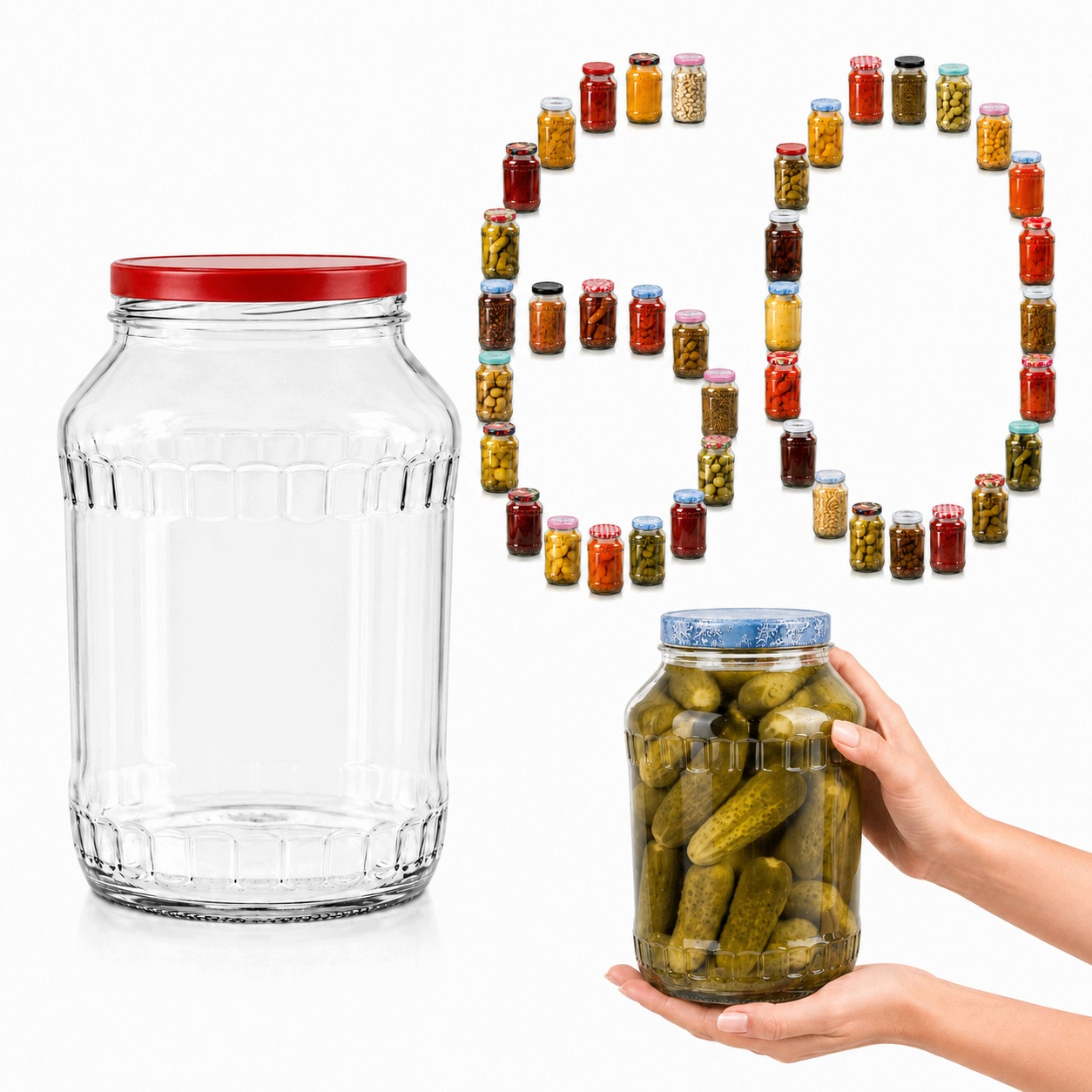 Sklenice 1500 ml 1.5 l 60 ks se šroubovacím uzávěrem zavařovací sklenice na zavařování fi 82