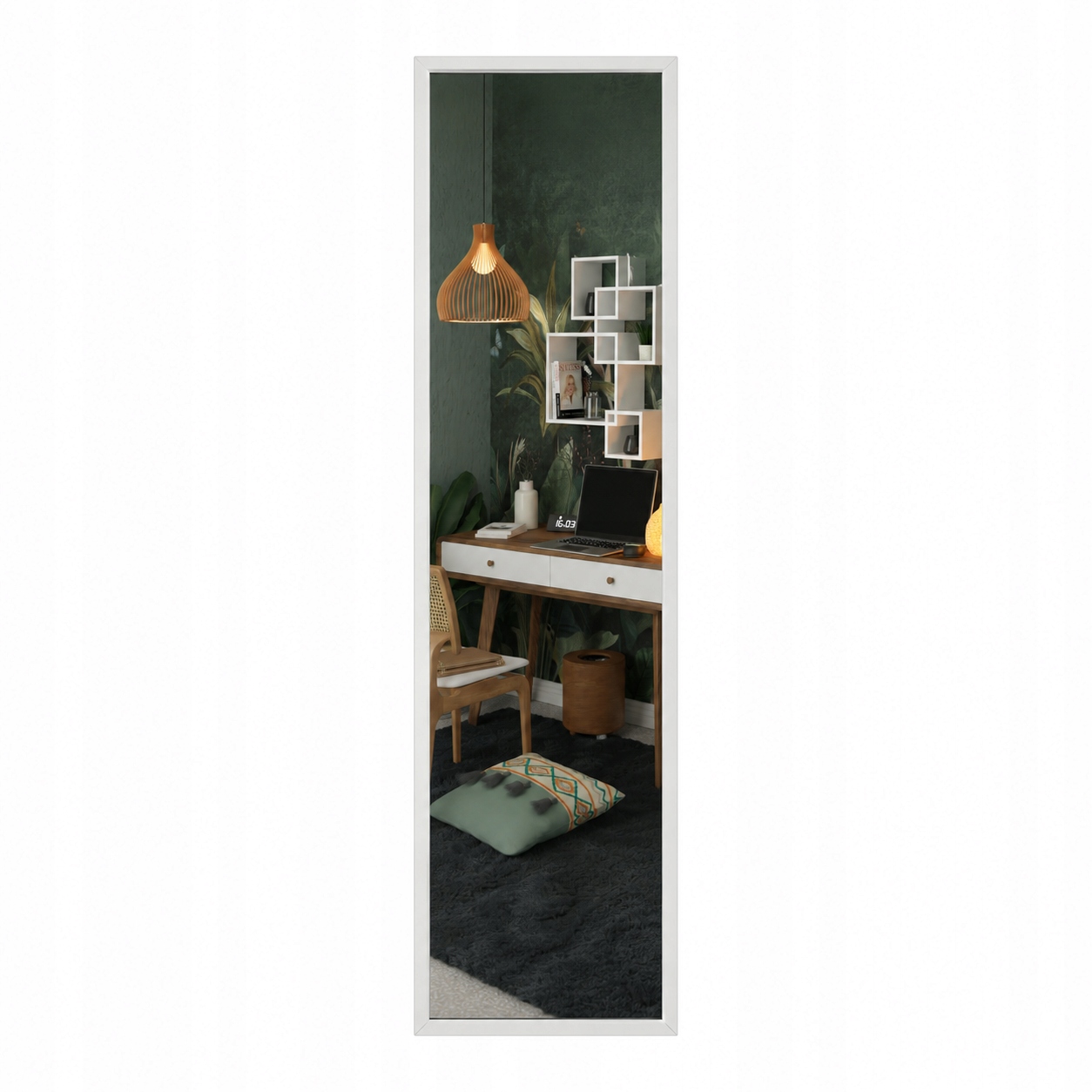 Styler Zrcadlo k zavěšení 32 x 122 cm, bílý rám, obdélníkový loft
