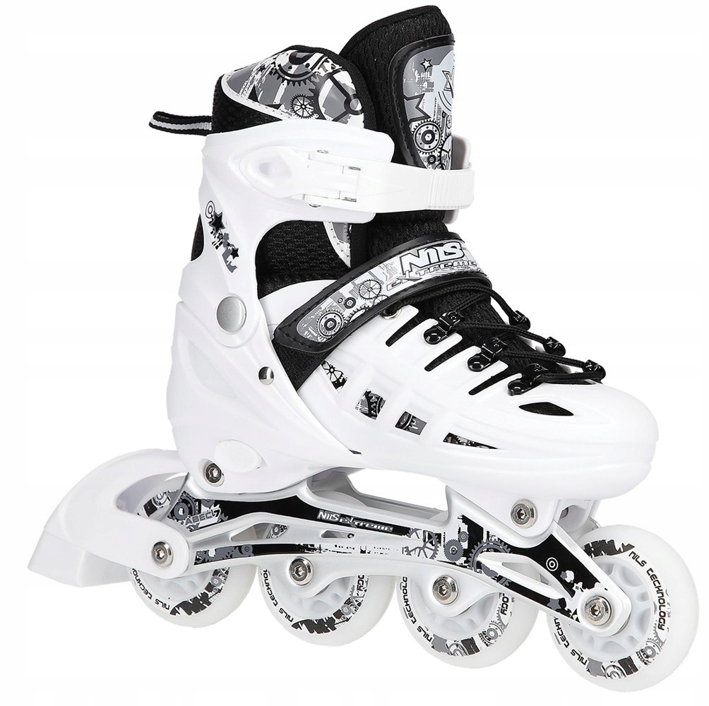 Nils brusle 2v1 4v1 se svítícími kolečky, nastavitelné, NH10905, bílé