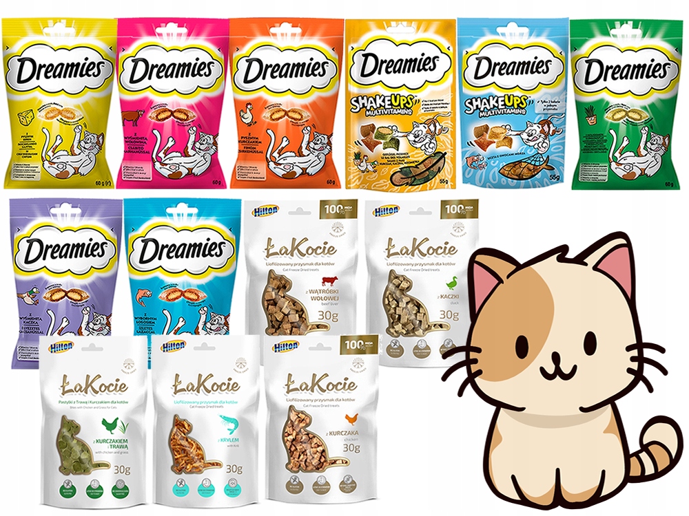 Dreamies Hilton Box pamlsky pro kočky Zkušební Balíček 13 Kusů MIX