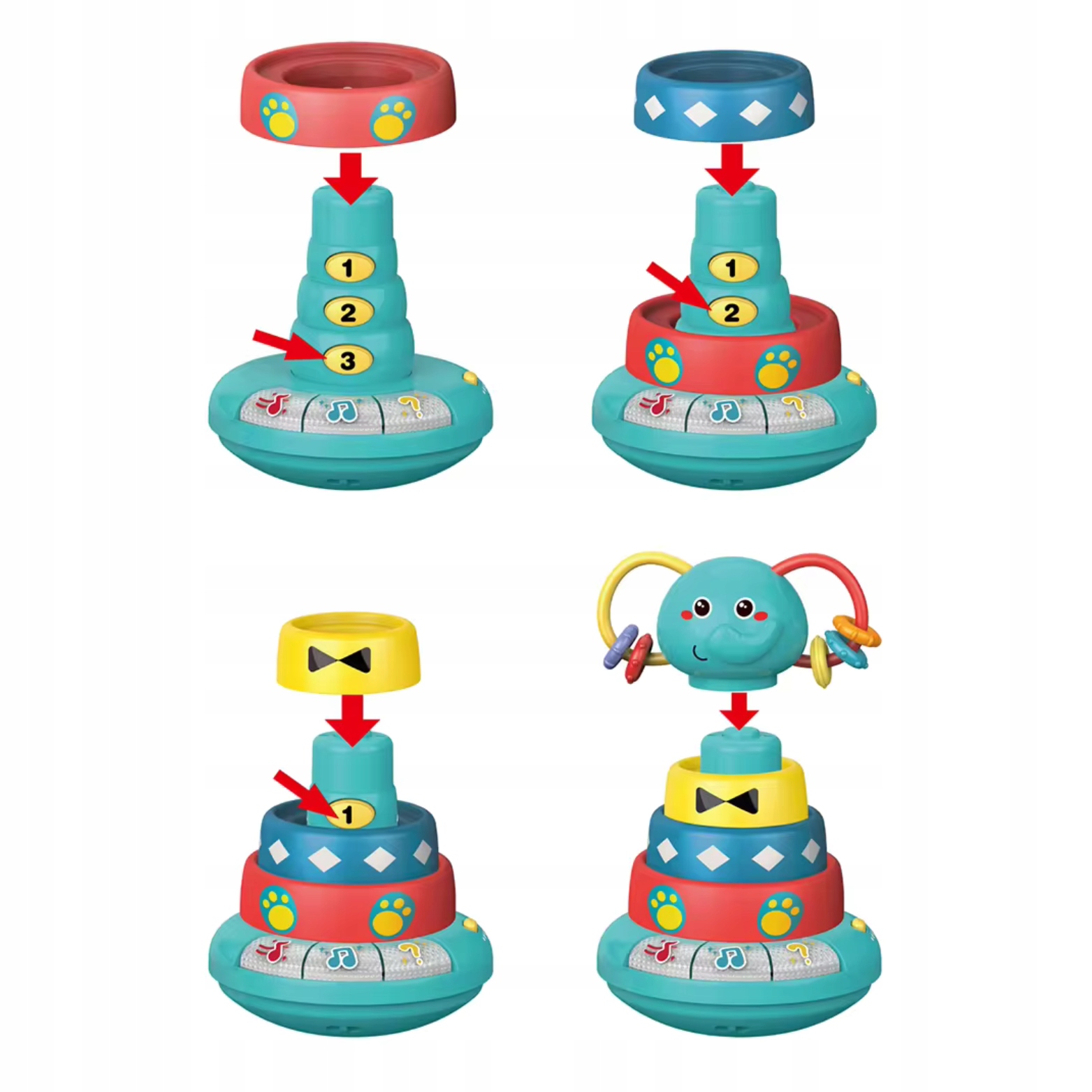 SŁONIK INTERAKTYWNA PIRAMIDA MUZYKA ŚWIATŁO WAHADŁOWA ZABAWKA DZIEWCZYNKI Minimalny wiek dziecka 3