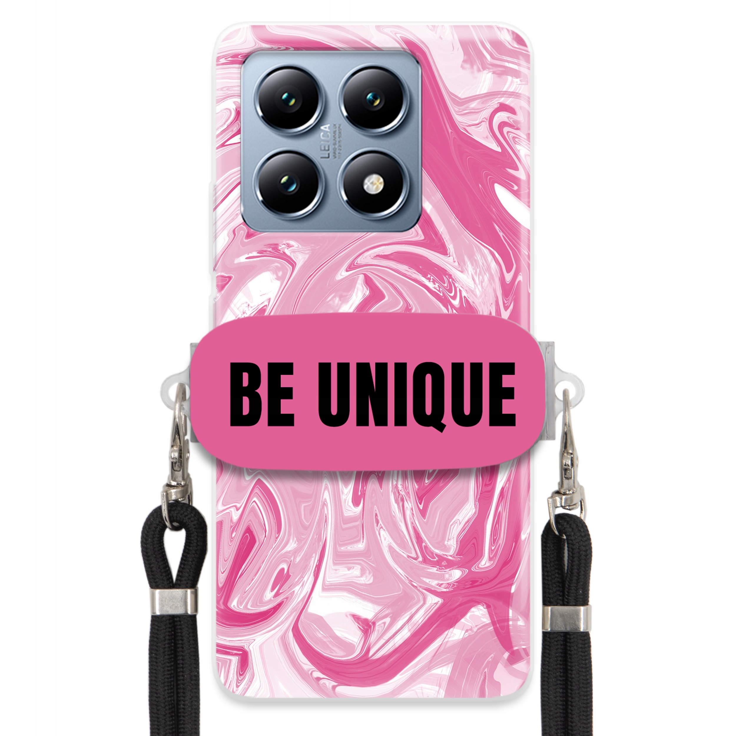 Puzdro pre Xiaomi 14TCase držiak šnúrka Čierna Ružová Mramor Be Unique