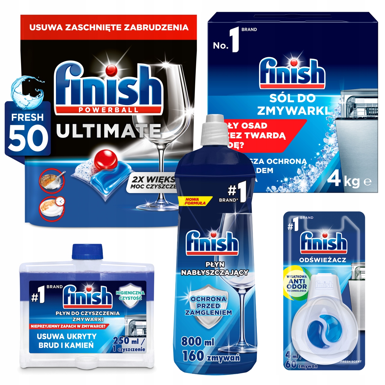 Levně Finish Sada pro myčku nádobí 4 produkty kapsle Ultimate All-in-1 50 Kusů