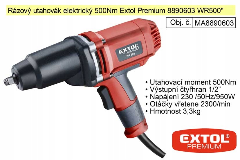 Uťahovák rázový Extol Premium (8890603) 950W, 500Nm