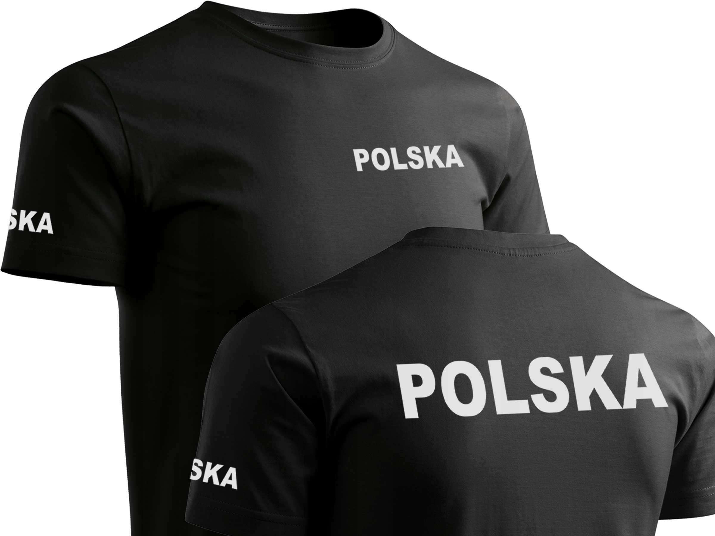 

Czarna Koszulka T-shirt Nadruk Polska Odblaskowy